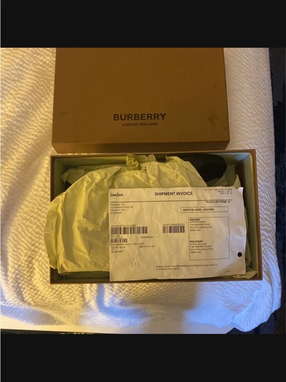 Burberry Box with Plaid Slide Inside - Beige/Black - Picture 2 of 5